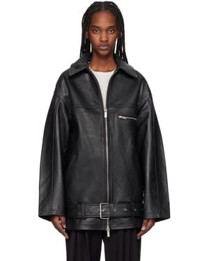 REMAIN Birger Christensen Oversize Leather Jacket - Black
