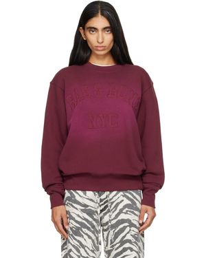 Rag & Bone Pull Molletonné Bourgogne À Effet Délavé Et À Logo Collégial - Rouge