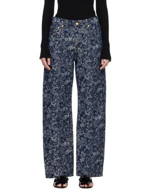 Ganni ブルー Tapestry Izey ストレート ジーンズ - ブラック