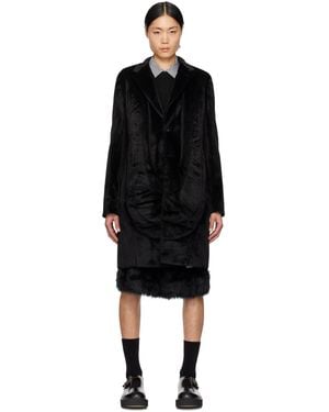 Comme des Garçons ブラック パネル フェイクファー コート