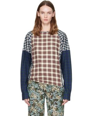 Dries Van Noten Contrast Cotton Flannel Top - Blue