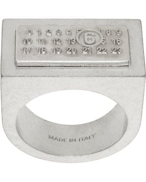 MM6 by Maison Margiela Numeric Rectangle Ring - Metallic