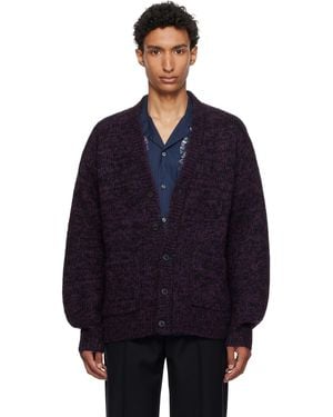 Dries Van Noten Cardigan Mauve En Alpaga - Bleu