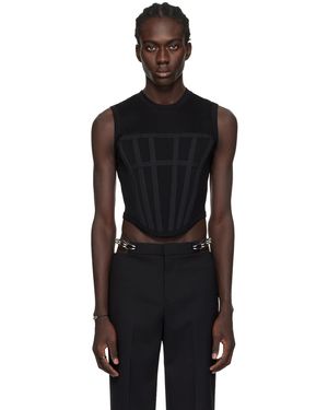 Dion Lee ブラック Corset リブタンクトップ