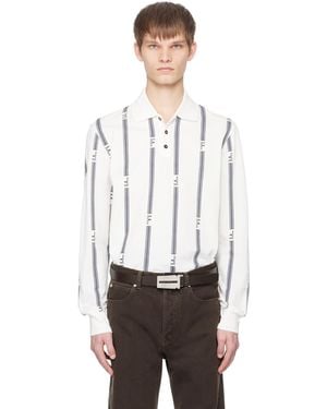 Ferragamo オフホワイト ストライプ College ポロシャツ