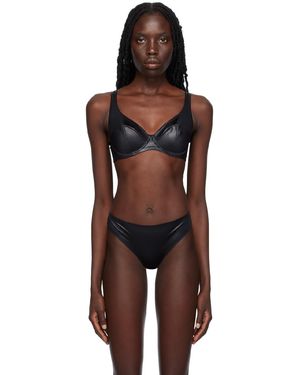 Ensemble Lingerie Luxe MYLA - Soutien-gorge à Pompons & Slip En Soie Noire - Tailles S&M - Neuf Avec étiquettes + Enveloppe Agent Provocateur