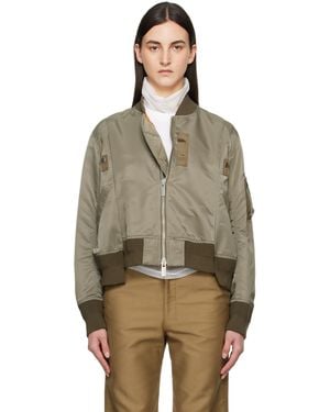 Sacai Khaki Nylon Twill Bomber Jacket - Multicolour