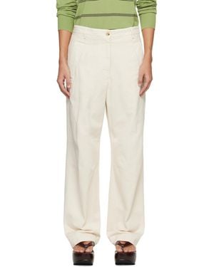 Dries Van Noten Off- Loose Fit Workwear Trousers - White
