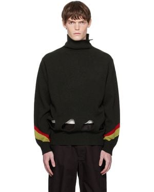 Toga Virilis Khaki Hole Knit Turtleneck - Black