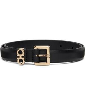Ferragamo Gancini Skinny Belt - Black