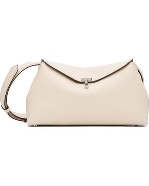 TOTEME Off- T-Lock Grained-Leather Clutch - Black