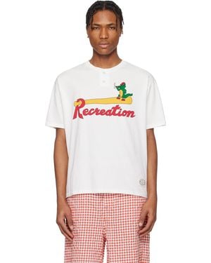 Bode ホワイト Reptile Rec ヘンリーネック Tシャツ - レッド