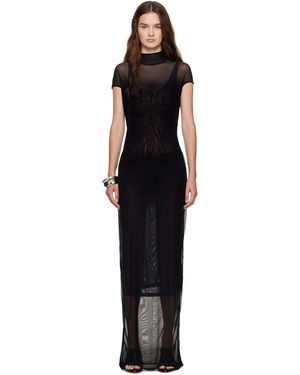 Jean Paul Gaultier Sleeveless Flock Maxi Dress - Black