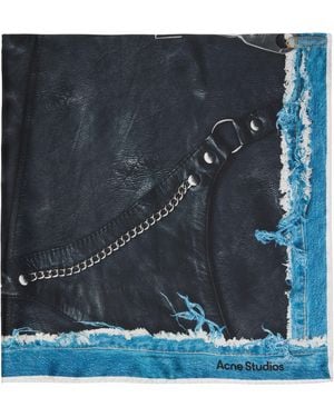 Acne Studios Printed Silk Scarf - Blue
