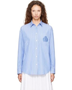 Sporty & Rich Ny Crest Oversized Shirt - Blue