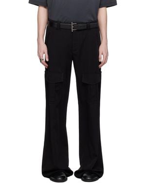 McQueen Wool Overdyed Low-Rise Cargo Trousers - Black