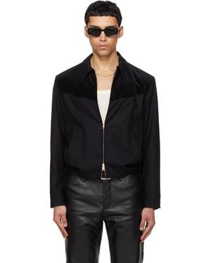 Tonywack Wool Velvet Trimmed Blouson Jacket - Black