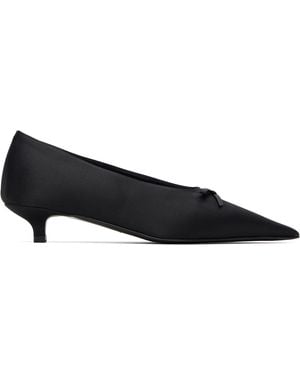 TOTEME Bow Satin Kitten Heels - Black
