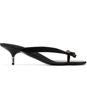 Versace Leather Heeled Sandals - Black