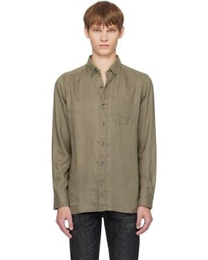 Tom Ford Khaki Gabardine Slim Fit Shirt - Multicolour