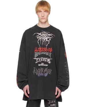 032c ブラック Telepresence オーバーサイズ 長袖Tシャツ