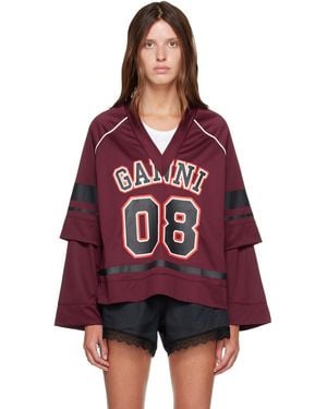 Ganni Burgundy Cycora Double Layered Longsleeve T-Shirt
