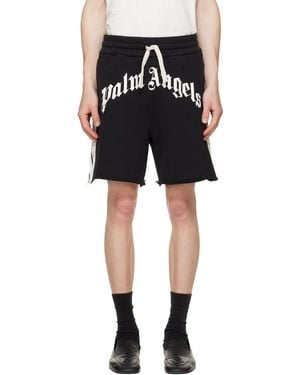 Palm Angels Curved Logo Track Sweat Shorts - Black