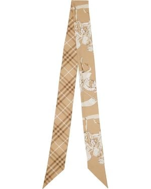 Burberry Skinny Archive Knight Silk Skinny Scarf - Natural