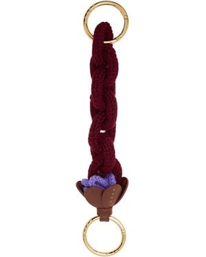 Marni Burgundy & Knit Bag Charm - Red