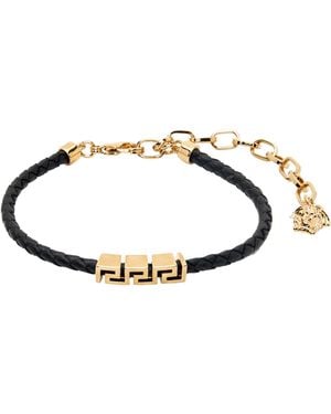 Versace Greca Leather Bracelet - Black