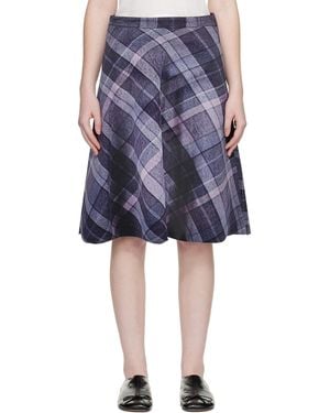 Abra Trompe L'Oeil Midi Skirt - Blue