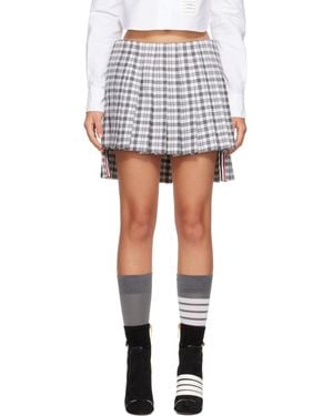 Thom Browne Gunclub Heavy Twill Low Rise Pleated Miniskirt - White