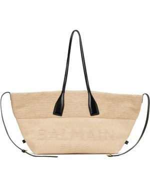 Balmain Track Raffia Tote - Natural