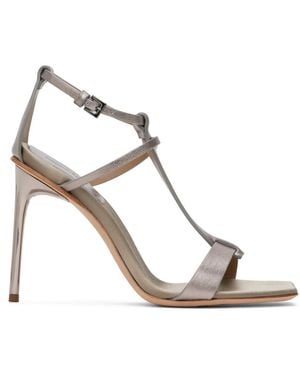 Max Mara Metallic Nappa Leather Sandals - Brown