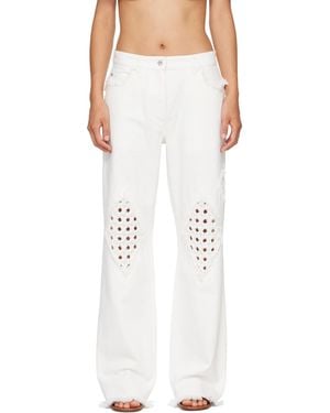 Ferragamo Frayed Detail Jeans - White