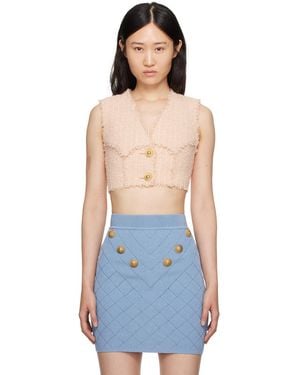 Balmain Cropped Tank Top - Blue