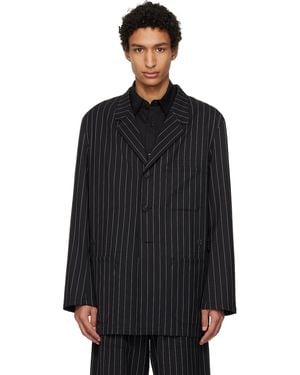 Y-3 Pinstripe Refined Wool Chore Blazer - Black