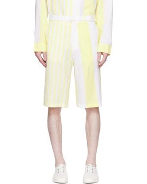 Maison Kitsuné White & Yellow Hotel Olympia Edition Poolside Shorts - Natural