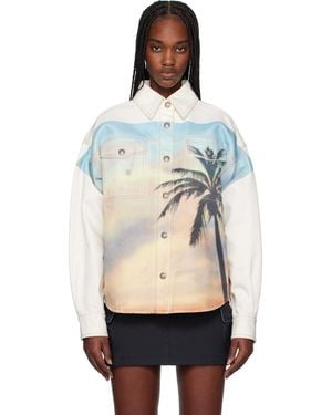 Palm Angels Off- Sunrise Palm Denim Overshirt - Black