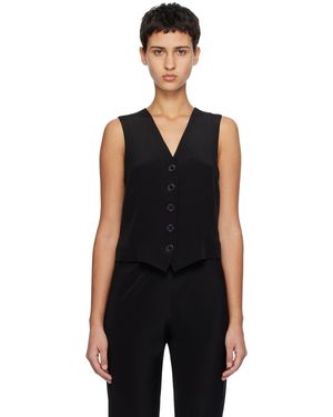 SILK LAUNDRY Gilet Noir En Crêpe De Chine