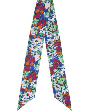 Marni Foulard Multicolore En Soie À Motif Fleuri - Bleu