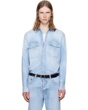 DSquared² Light Wash Canadian Vintage Denim Shirt - Blue