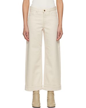 Moncler Off- Cropped Jeans - Natural