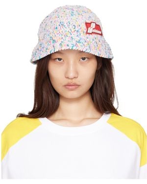 we11done Crochet Logo Bucket Hat - White