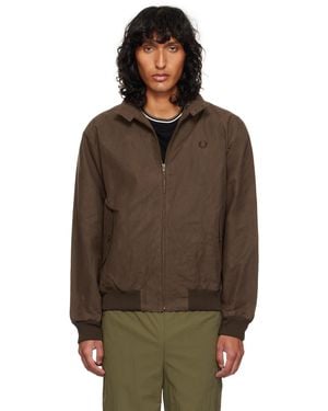Fred Perry Waxed Harrington Jacket - Brown