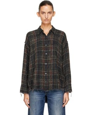 R13 Shredded Seam Drop Neck Reversible Shirt - Black