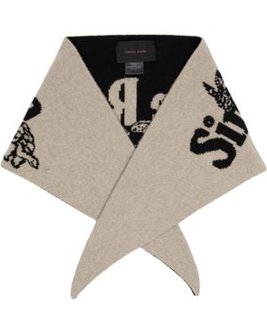 Simone Rocha Graphic Logo Knit Neckerchief Scarf - Brown