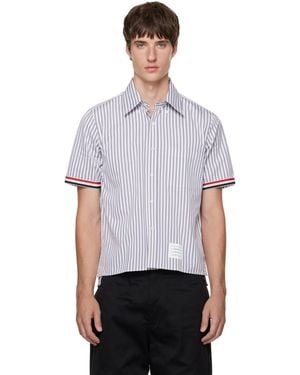 Thom Browne Chemise Droite De Style Collégial Blanc Et Gris À Rayures - Violet