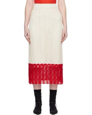 Jil Sander Off- & Bicolour Lace Midi Skirt - Red