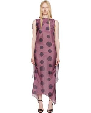 Conner Ives Silk Polka Dot Bias Maxi Dress - Red